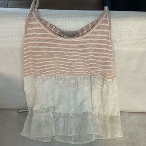 Spaghetti strap pink and white blouse